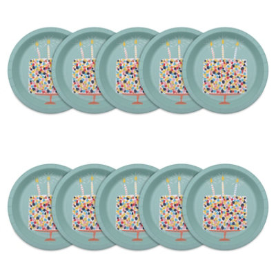 American Greetings Birthday Cake on Green 7" Paper Plates - 10 Count - Image 3