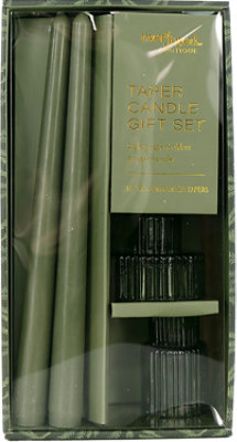 Overjoyed Boutique Taper Holder Holiday Green- Each - Image 1