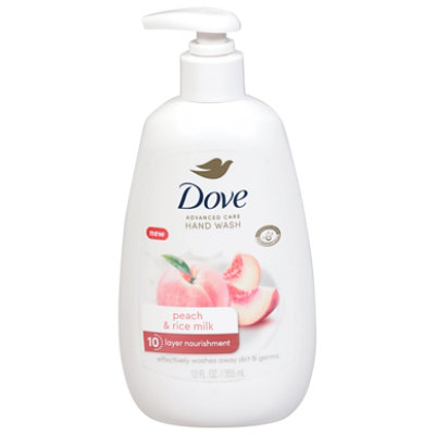 Dove Liquid Hand Wash Peach & Rice Milk 1 Ds - 12 FZ - Image 1
