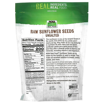 NOW Foods Real Food, Raw Sunflower Seeds, Unsalted, 16 oz (454 g) - Image 2