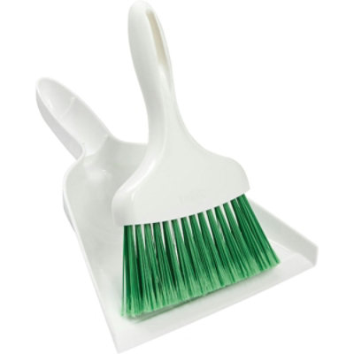 Libman 7 In. Poly Whisk Broom with Dust Pan, Green Bristles 1031 - Image 1