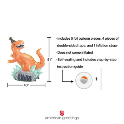 American Greetings Mylar Balloon Giant Dinosaur RAWR Display - Each - Image 4