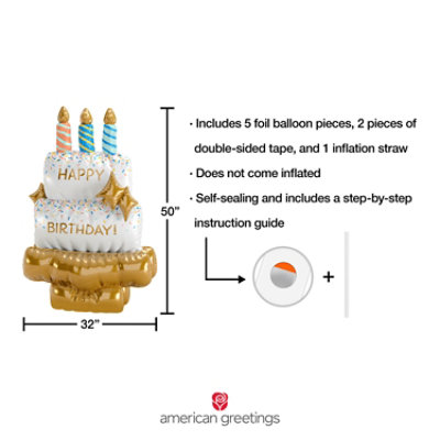 American Greetings Giant Mylar Balloon Kit for Birthday Celebrations Cake Happy Birthday Design  - Each - Image 4