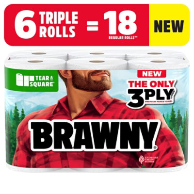 Brawny Tear-a-Square Triple Roll Paper Towels - 6 Count - Image 1