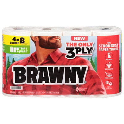 Brawny Tear-a-Square Double Rolls Paper Towels - 4 Count - Image 3