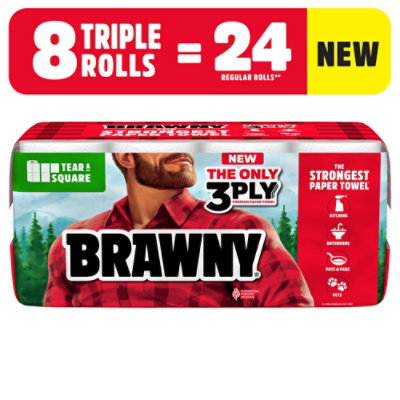 Brawny Tear-a-Square Triple Roll paper Towels - 8 Count - Image 1