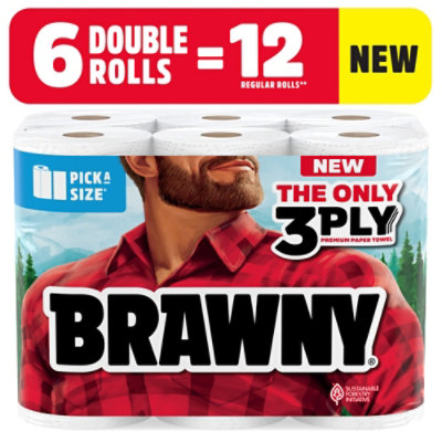 Brawny Pick-a-Size Double Roll Paper Towels - 6 Count - Image 1