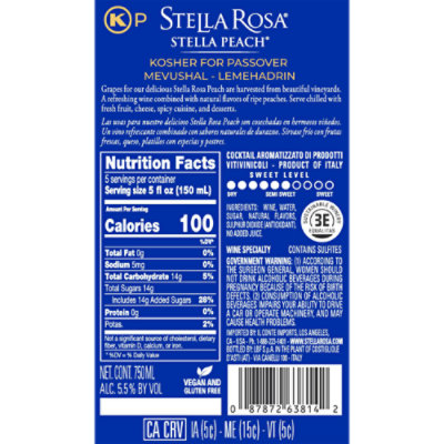 Stella Rosa Peach Kosher Wine - 750 ML - Image 4