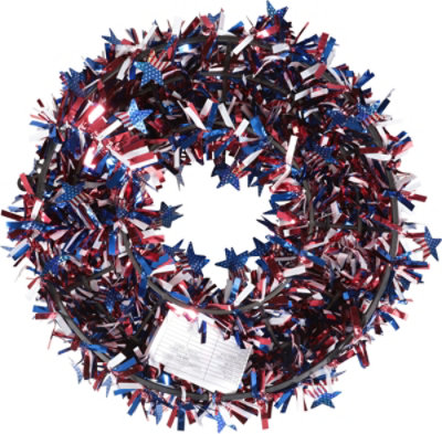 Seasonal Celebrations 16In Tinsl Patriotc Wreath - Each - Image 3