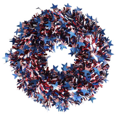 Seasonal Celebrations 16In Tinsl Patriotc Wreath - Each - Image 1
