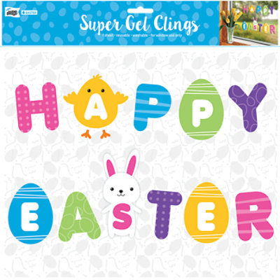 Mello Smello 12 x 12 Inch Happy Easter Super Gel Cling - Each - Image 1