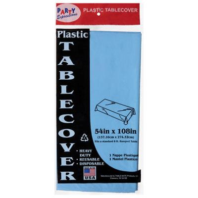 Tblmt Light Bluee Plastic Tablecover - EA - Image 1