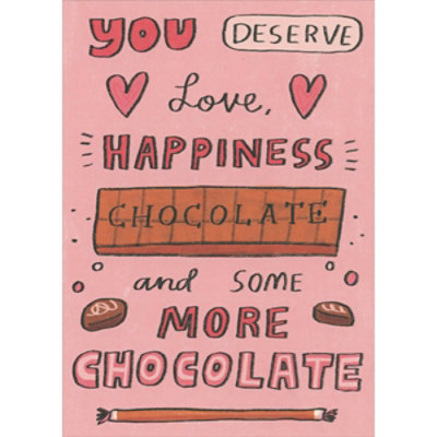 Love, Happiness, Chocolate and More Chocolate Funny Valentine's Day Card - Image 1