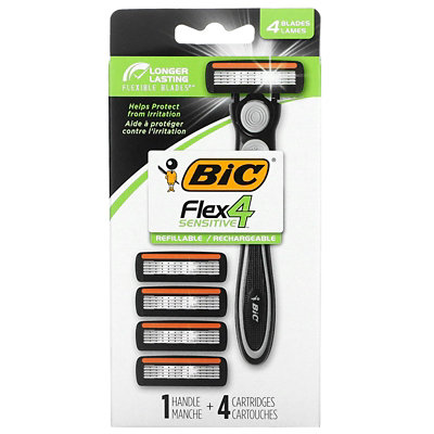 BIC Flex 4 Sensitive, 1 Handle, 4 Cartridges - Image 1