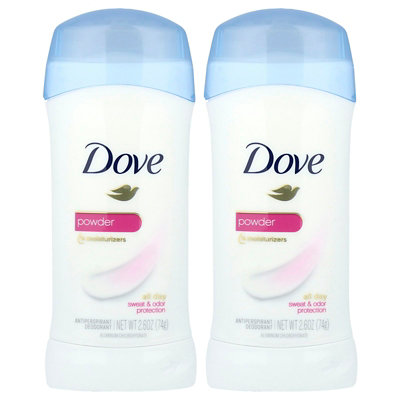 Dove Antiperspirant Deodorant, Powder, 2 Pack, 2.6 oz (74 g) Each - Image 1