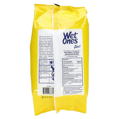 Wet Ones Antibacterial Deodorizing Wipes with Baking Soda, For Dogs, Tropical Splash, 100 Wipes - Image 2