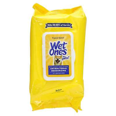 Wet Ones Antibacterial Deodorizing Wipes with Baking Soda, For Dogs, Tropical Splash, 100 Wipes - Image 1