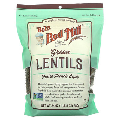 Bobs Red Mill Green Lentils, Petite French Style, 1 lb 8 oz (680 g) - Image 1