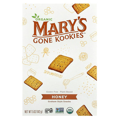 Marys Gone Crackers Organic Graham Style Snacks, Honey, 5 oz (142 g) - Image 1