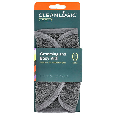 CleanLogic Sport, Grooming and Body Mitt, Gray, 1 Count - Image 1