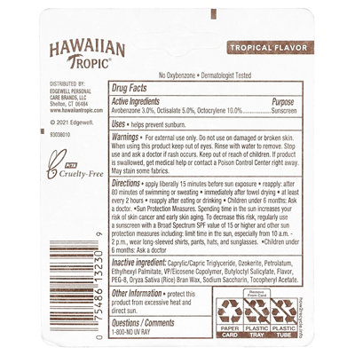 Hawaiian Tropic Sunscreen Stick Lip Balm, SPF 30, Tropical , 0.14 fl oz (4.25 g) - Image 3