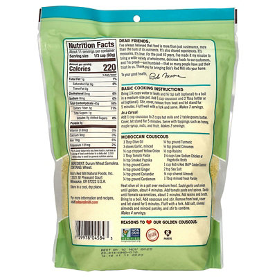 Bobs Red Mill Golden Couscous, 24 oz (680 g) - Image 2