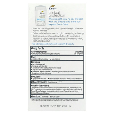Dove Clinical Protection, Prescription Strength, AntiPerspirant Deodorant, Original Clean, 1.7 oz (48 g) - Image 3