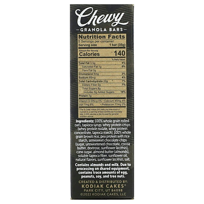 Kodiak Cakes Chewy Granola Bars, Chocolate Chip, 5 Bars, 1.23 oz (35 g) Each - Image 2