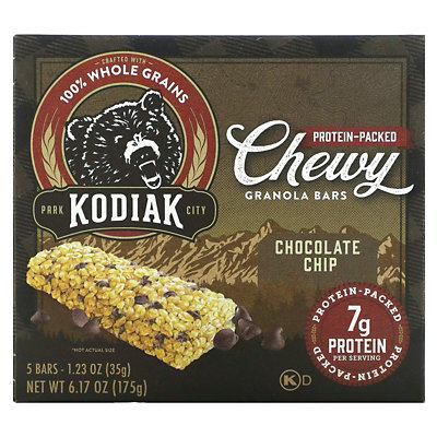 Kodiak Cakes Chewy Granola Bars, Chocolate Chip, 5 Bars, 1.23 oz (35 g) Each - Image 1
