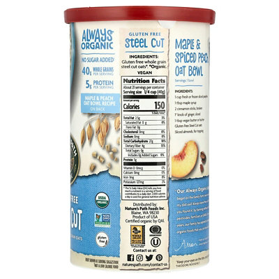 Natures Path Organic Whole Grain Oats, Gluten Free, Steel Cut, 30 oz (850 g) - Image 2