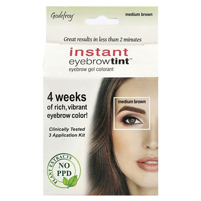 Godefroy Instant Eyebrow Tint, Medium Brown, 3 Application Kit - Image 1