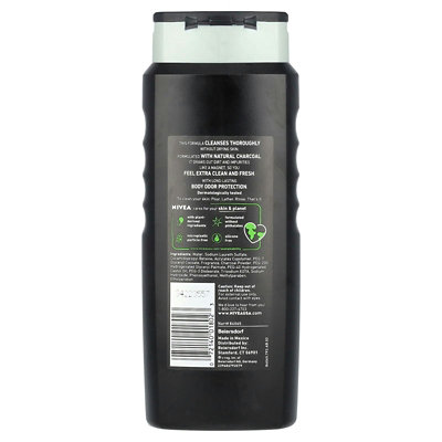 Nivea Men, Active Clean Body Wash, With Natural Charcoal, Deep Clean, 16.9 fl oz (500 ml) - Image 2