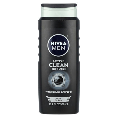 Nivea Men, Active Clean Body Wash, With Natural Charcoal, Deep Clean, 16.9 fl oz (500 ml) - Image 1