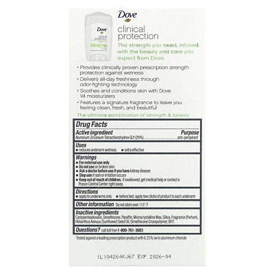 Dove Clinical Protection, AntiPerspirant Deodorant, Cool Essentials, 1.7 oz (48 g) - Image 3