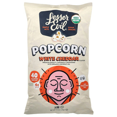LesserEvil Popcorn, White Cheddar , 4.6 oz (130 g) - Image 1