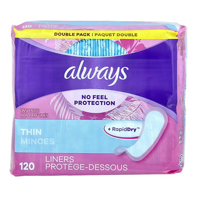 Always Thin Daily Liners, Unscented , 120 Liners - Image 1