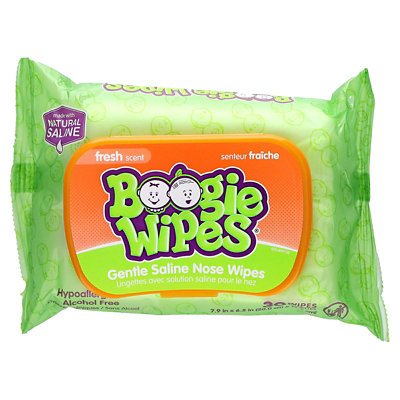 Boogie Wipes Gentle Saline Nose Wipes, Fresh Scent, 30 Wipes - Image 1