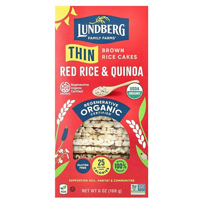 Lundberg Organic Thin Brown Rice Cakes, Red Rice  Quinoa, 6 oz (168 g) - Image 1