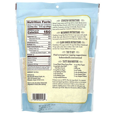 Bobs Red Mill High Fiber Oat Bran Hot Cereal, 18 oz (510 g) - Image 2