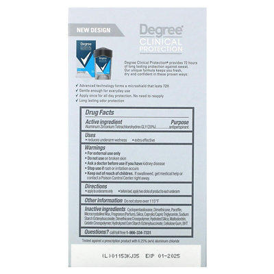 Degree Men, Clinical Protection, Antiperspirant Deodorant, Soft Solid, Clean, 1.7 oz (48 g) - Image 3