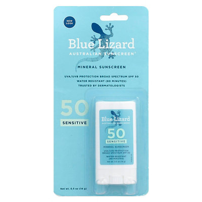 Blue Lizard Australian Sunscreen Sensitive Mineral Sunscreen Stick, SPF 50, 0.5 oz (14 g) - Image 2