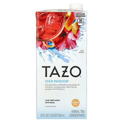 TAZO Iced Passion Herbal Tea Concentrate, CaffeineFree, 32 fl oz (946 ml) - Image 1