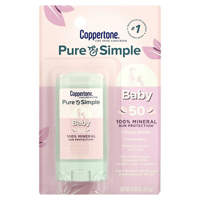 Coppertone Baby, Pure  Simple Sunscreen Stick, SPF 50, 0.49 oz (13.9 g) - Image 2