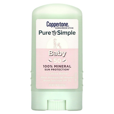 Coppertone Baby, Pure  Simple Sunscreen Stick, SPF 50, 0.49 oz (13.9 g) - Image 1