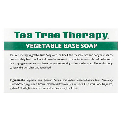 Tea Tree Therapy Vegetable Base Bar Soap with Tea Tree Oil, 1 Bar, 3.9 oz (110 g) - Image 2