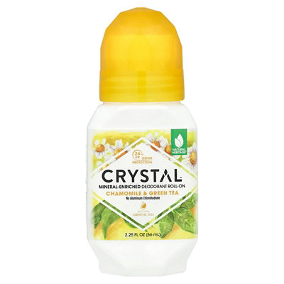 CRYSTAL MineralEnriched Deodorant RollOn, Chamomile  Green Tea, 2.25 fl oz (66 ml) - Image 1