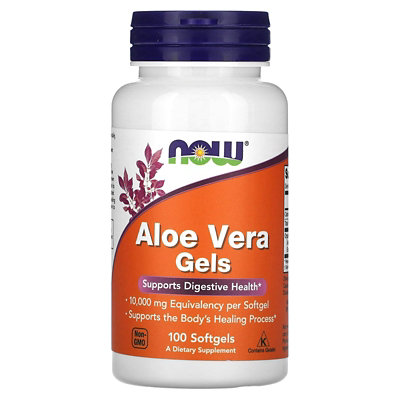 NOW Foods Aloe Vera Gels, 100 Softgels (50 mg per Softgel) - Image 1