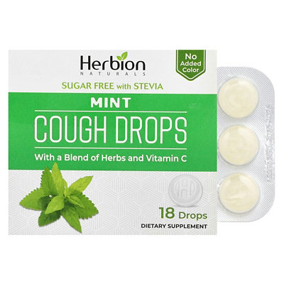 Herbion Naturals Cough Drops, Sugar Free, Mint, 18 Drops - Image 1