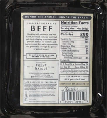Force Of Nature 80percent Lean Ground Beef Grass Fed 16 Oz - 16 OZ - Image 5