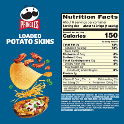 Pringles Potato Crisps Chips Loaded Potato Skins Lunch Snacks - 5.5 Oz - Image 2